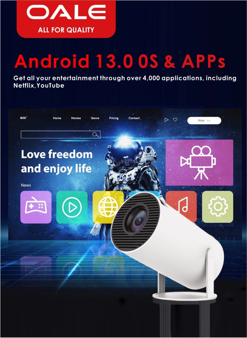OALE iMax 5 LED Smart Projector, Android 13.0, HD 720P, Supports 4K Playback, WiFi 6 & Bluetooth 5.0, Screen Casting | White - Image 5